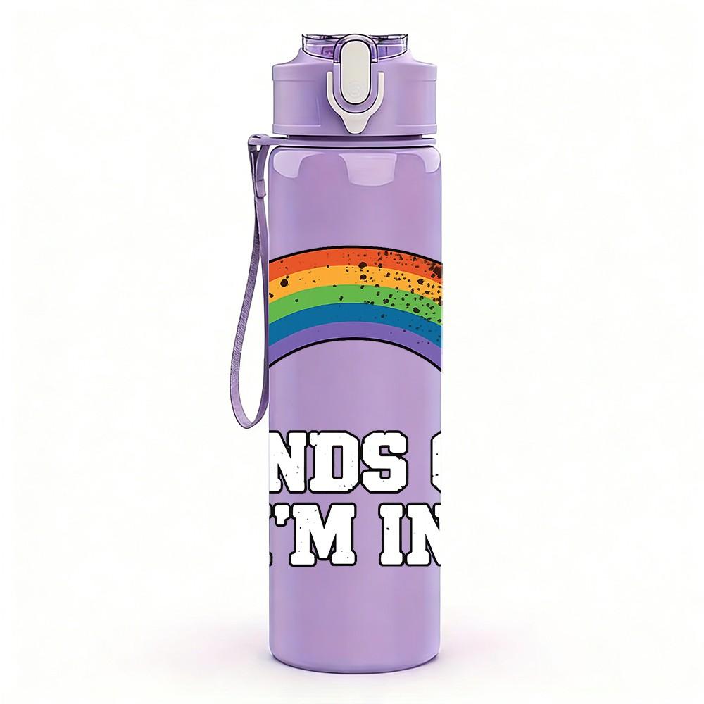 1PC Sounds Gay I'm In Letter Print 750ml Color Plastic Sports Water Bottle Leakproof Flip Straw Lid Suitable for Sports Office Home Use