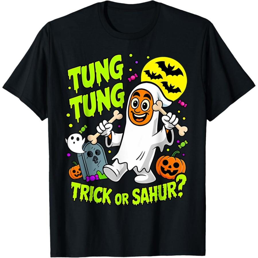 Tung Tung Tung Sahur Halloween Costume Italian Brainrot Kids T-Shirt XXXXXL чёрный