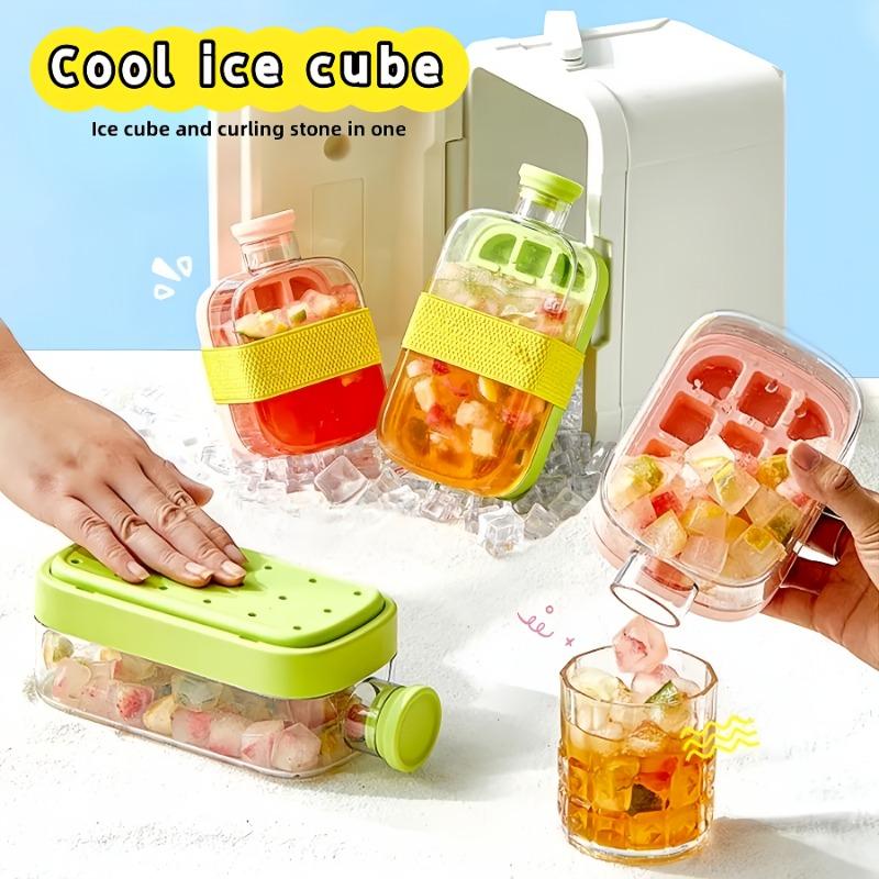 2-in-1 Portable Ice Cube Cup with Straw Quick Release Food-Grade Material for Juice Drinks Cocktails Whiskey Plastic Straw Cup