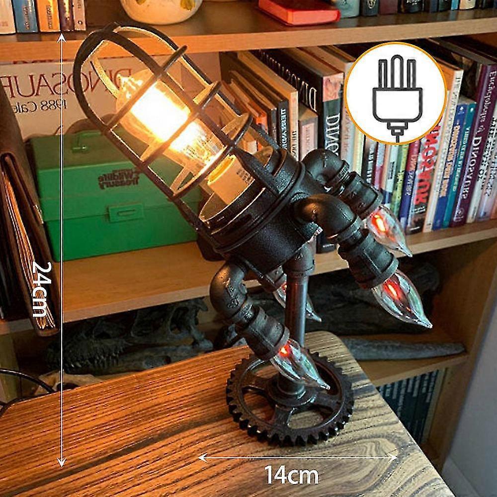 Retro Table Lamp Industrial Rocket Ship Light Steampunk Lamps Decor