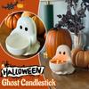 2025New Halloween Ghost Candle Holder Ceramic Candlestick Holder Spooky Decoration Gothic Tabletop Centerpiece for Party Bedroom