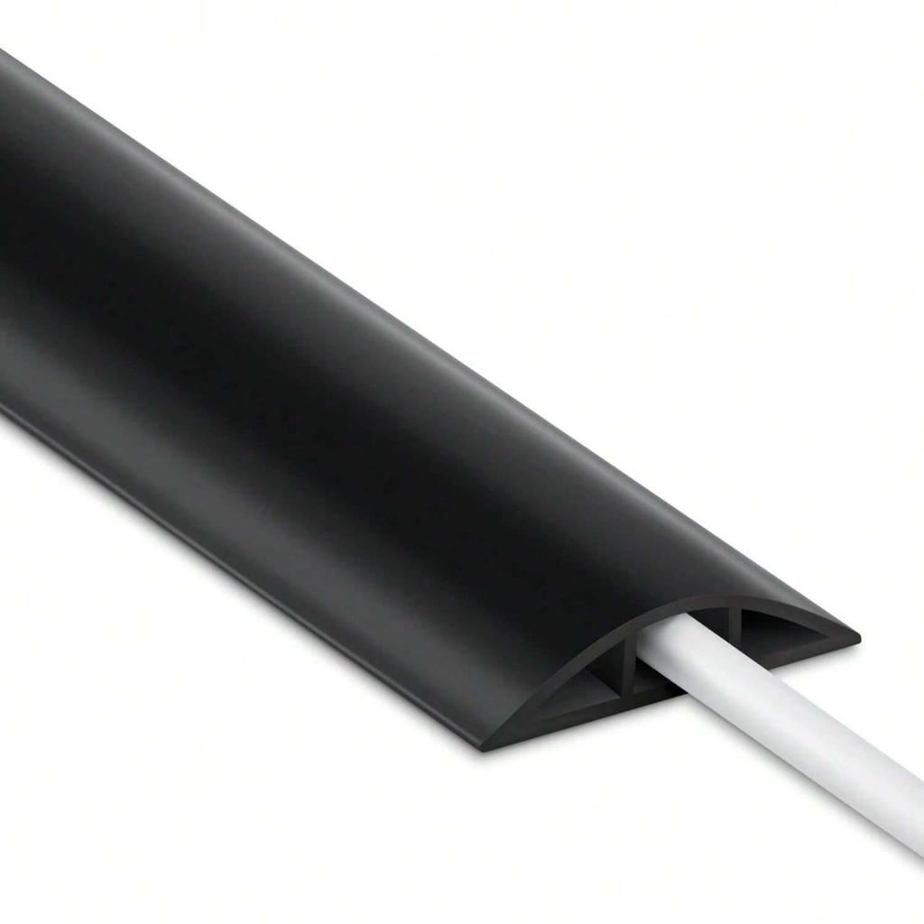 1PC 1m/39.37in Pvc Floor Cord Cover Self-adhesive Power Cable Protector Extension Electric Wire Duct Slot Cable Sleeves Hider Co