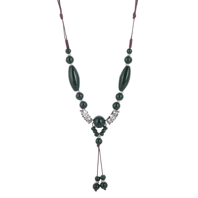

LOVBEAFAS Bohemian Ceramic Beads Maxi Long Adjustable Necklace for Women Ethnic Vintage Tassel Collier Femme Necklace Zircon