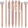 8pcs Rose Golden Ballpoint Pen Set - Stylish Metal Pens with Crystal Accents - Perfect for Students, Office, Gifts, Luxury Pen