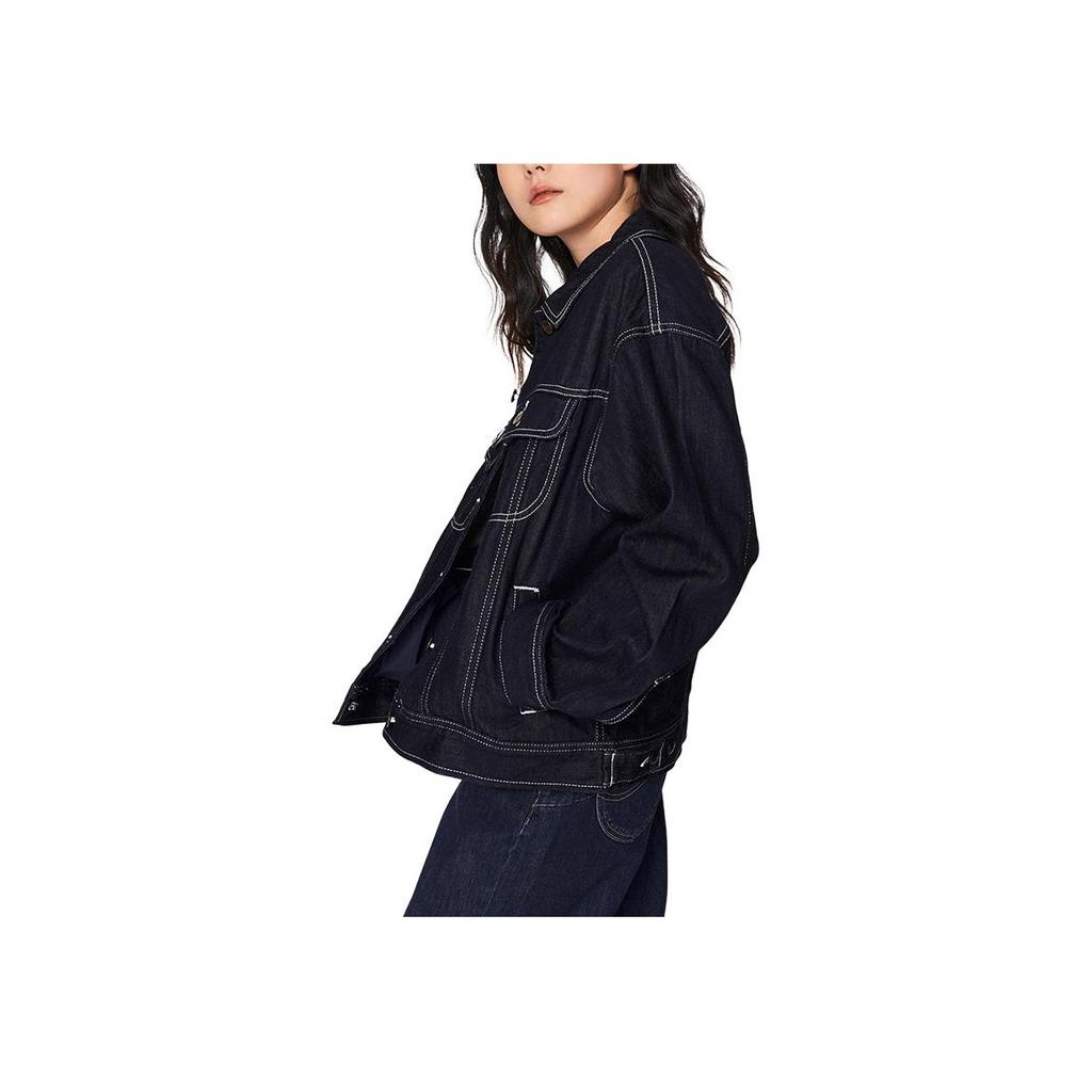 Lee Embroidered Lapel Single-Breasted Denim Jacket Women jackets Light-Wash LWT0091875PN00F8