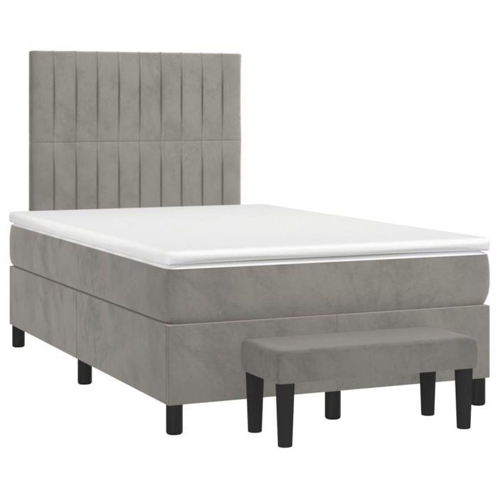 Maison Exclusive - Sommier à lattes de lit et matelas Gris clair 120x200cm Velours
