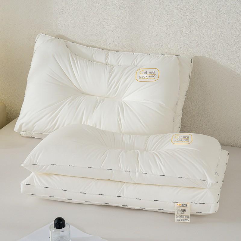 Cotton Cover Anti-Stain Washable Double-Layer Fiber Pillow Single Adult Sleep Home Dorm Car Office