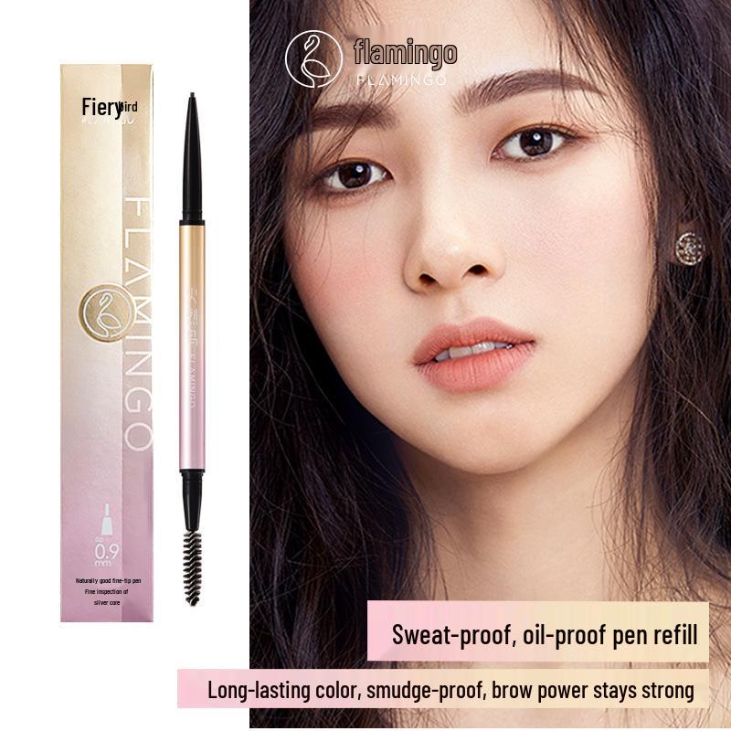 Flamingo Ultra-Fine Double-Ended Thin Eyebrow Pencil - Sweat-Proof & Smudge-Proof for Beginners