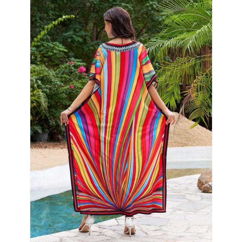 Plus Size Women's New Beach Blouse Print Loose Holiday Bikini Sunscreen Swimsuit Blouse