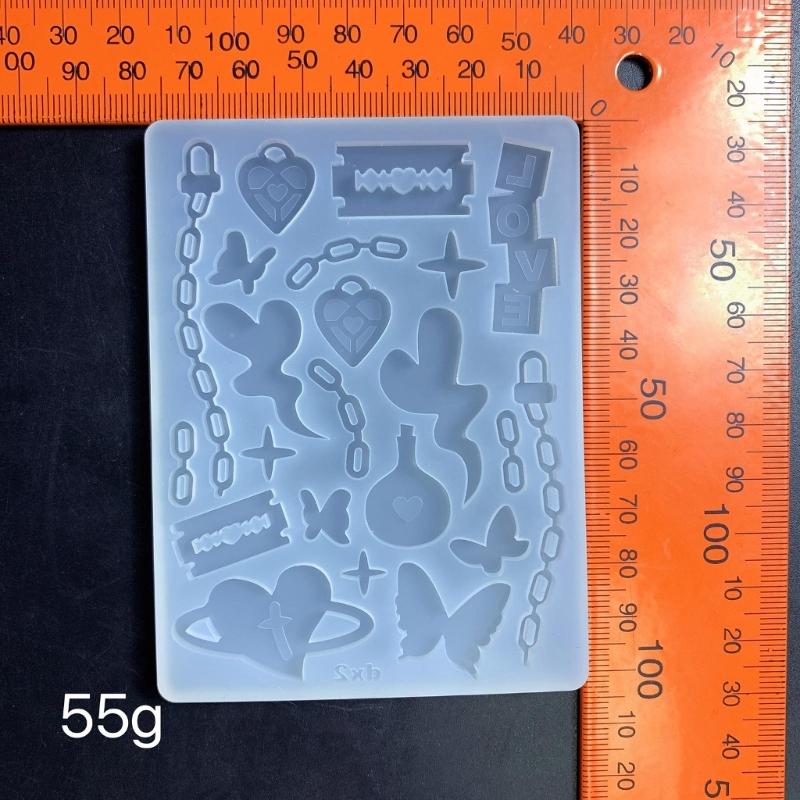 Filler Various Symbols Love Butterfly Chain Silicone Mold Keyring Pendant Handmade Ornament Mold for Birthday Gift