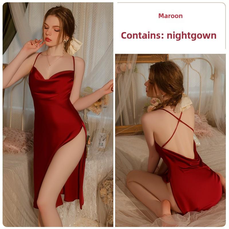 Long Pajamas Casual Sleeveless Backless Temptation Suspender Pajamas Loungewear Set