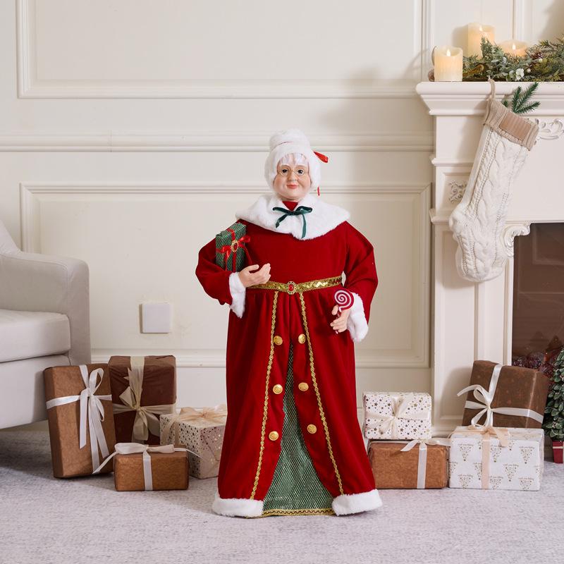 Pflaumenrot Nikolaus Oma Puppe mit Geschenktüte Weihnachtsdekoration