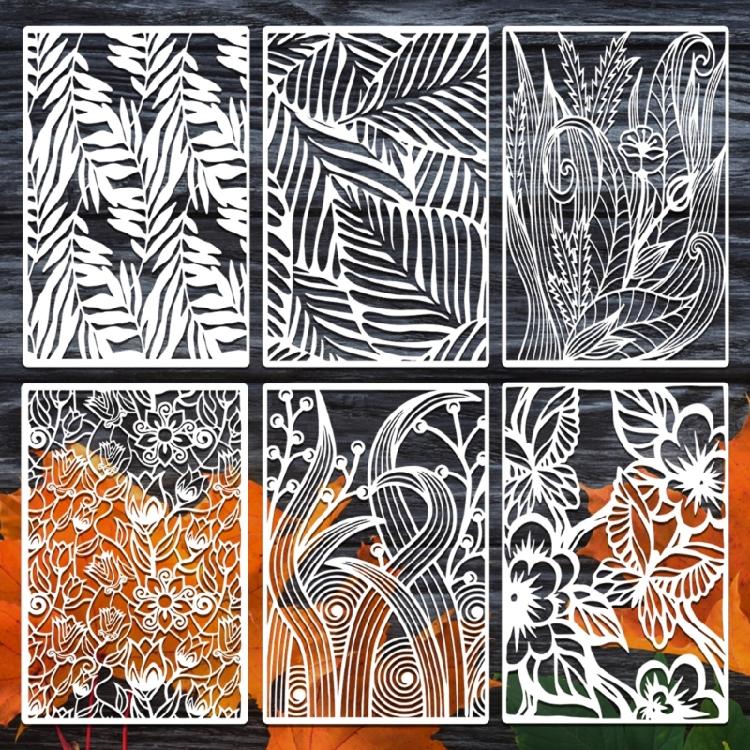 6/12 Stück Geometrische Blumen Schablonen 12x8 Zoll Wiederverwendbare PET Zeichenschablonen für Scrapbooking Malerei Wand Fenster Dekoration