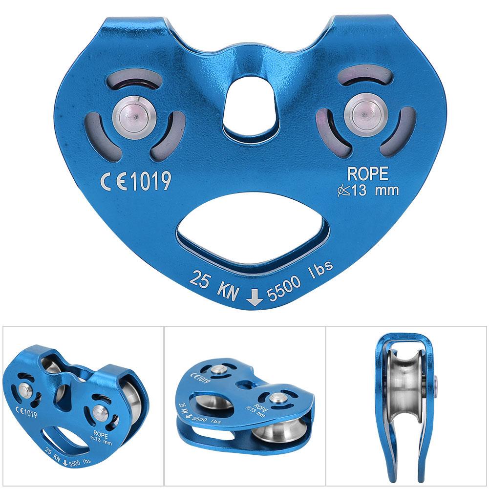 25KN Aluminium Alloy Heavy Duty Single Swivel Rope Pulley Block Climbing (blue)