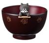 Ishida Shiruwan Kuroshiba Soup Bowl Set with Silicone Chopstick Dishwasher Safe Microwave Safe Rests, [67802],