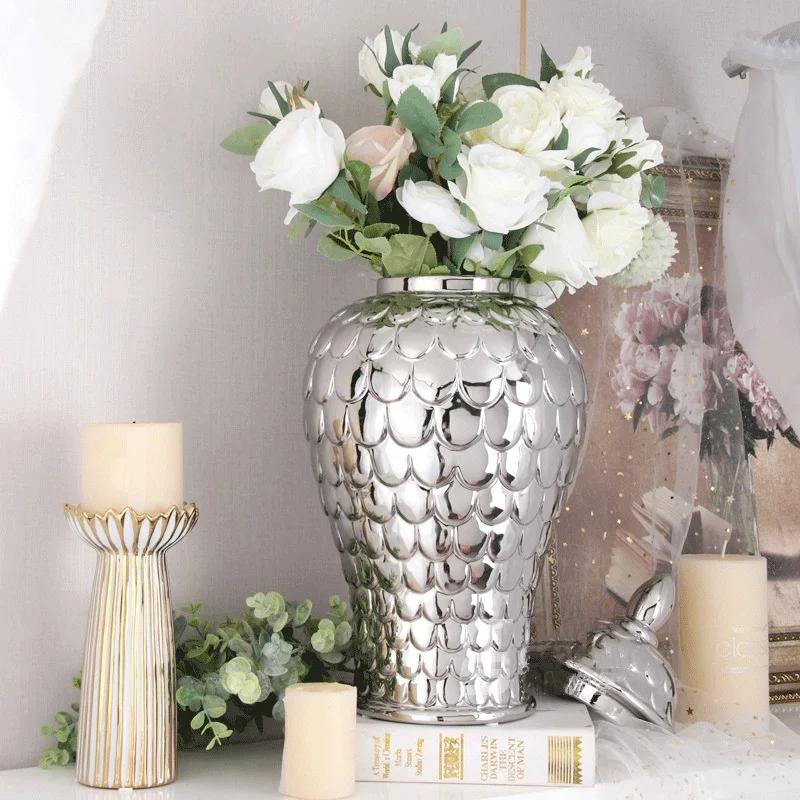 Ceramic General Jar Porcelain Handicrafts Geometric Golden Jar Storage Tank Flower Vase Home Decoration Accessories