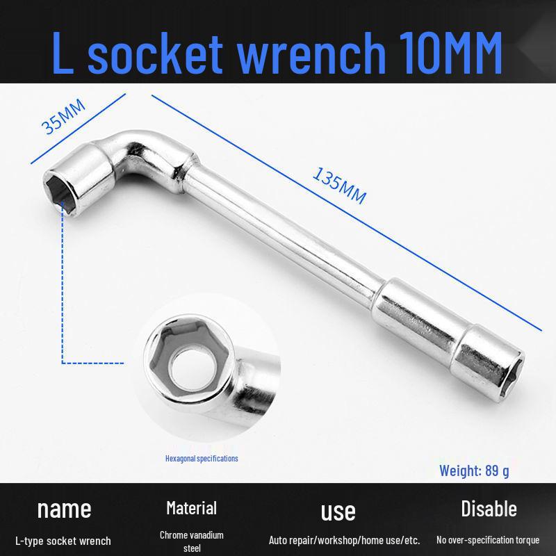 L-Shaped Hex Socket Wrench Set with Double-Ended Elbow and Perforated Pipe Wrench.