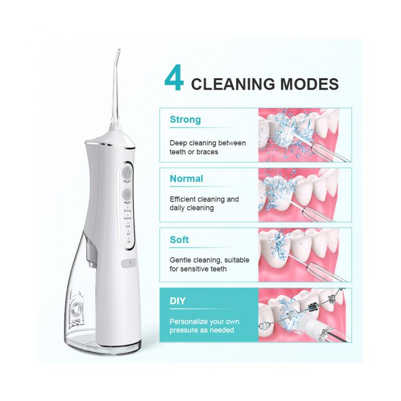 Water Flosser Cordless 300ml Rechargeable 4 Modes 5 Jet Tips Oral Irrigator Black