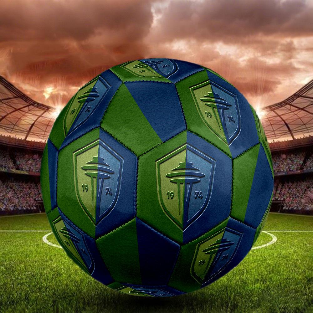 Seattle Sounders FC Size 5 Soccer Ball, Machine-Stitched PVC, Durable & High Bounce, All Ages Fit, Fan Merchandise, Matches & Outdoor Use.