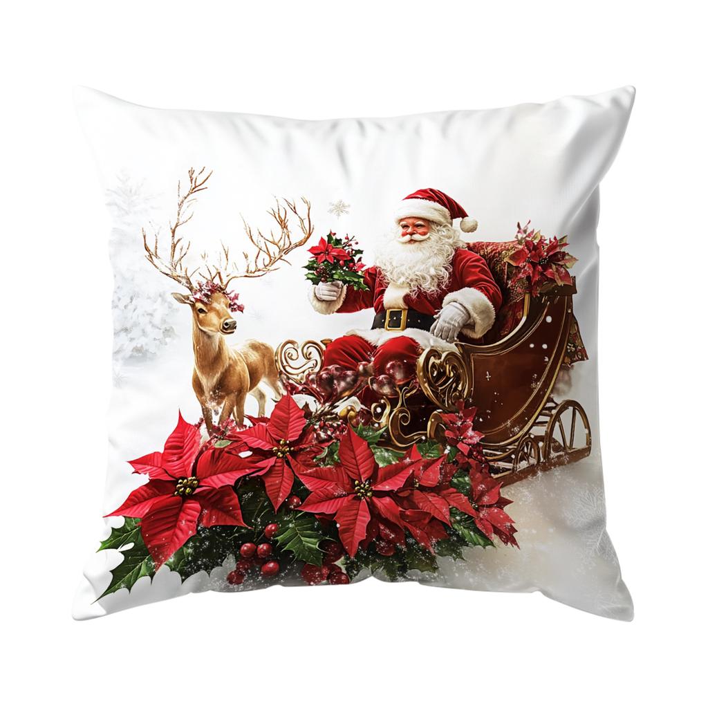 Christmas Theme Cushion Pillowcase Printed Polyester 40/45/50Cm Throw Pillowcover Decorative Sofa Cushion Pillowslip Home Decor