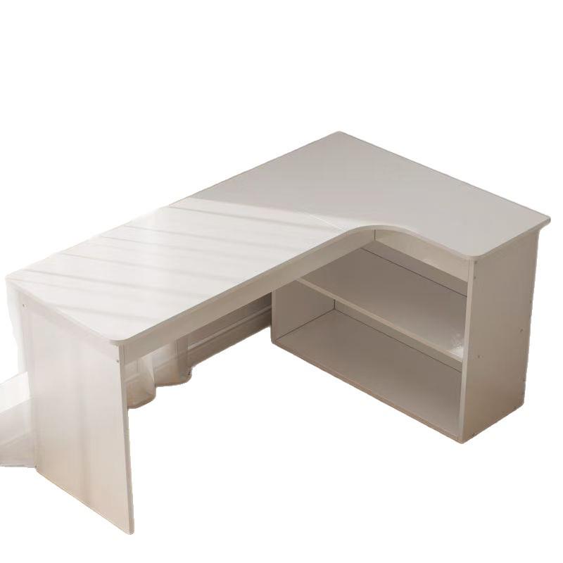 Adjustable Corner Computer Desk with Integrated Bookcase for Home Office or Bedroom Vanity