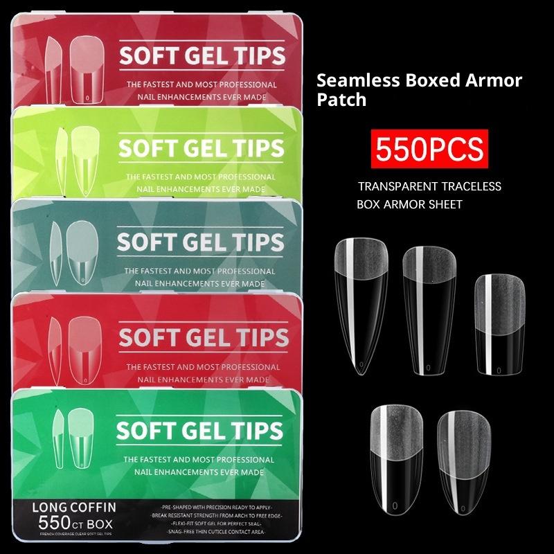 550Pcs Soft Gel Nail Tips Medium Short Almond Coffin Full Cover Matte Extension Tools Acrylic Press On Nail Diy Manicure Decor