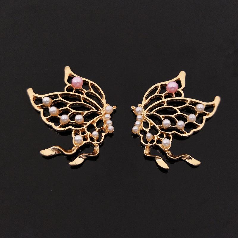 Engood 100Pcs Symmetrical Butterfly Sewing Trim & Embellishments Craft Pearl Buttons Pendants DIY Jewelry Necklaces Earrings