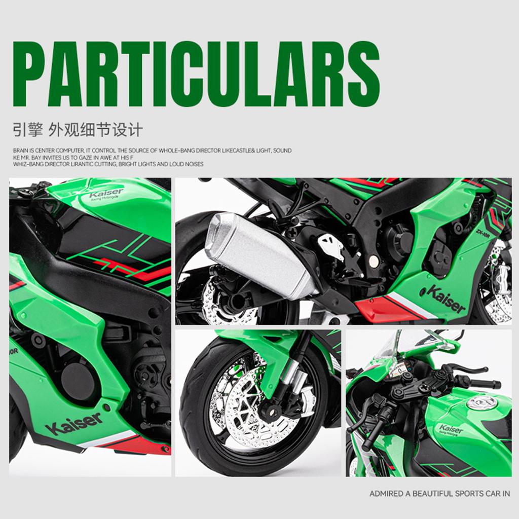 1:12 Kawasaki Ninja ZX10R Alloy Die Cast Motorcycle Model Toy Vehicle Collection Sound and Light Off Road Autocycle Toys Car