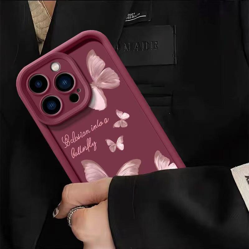 Trendy Pink Butterfly iPhone Case for Models 13 to 17