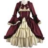 Lady Retro Square Neck Tight Waist Bowknot Medieval Dress Cosplay Party Costume
