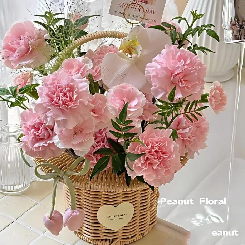 Wicker Rattan Flower Basket Wicker Woven Basket with Handle Pincnic Basket Sundries Storage Organizer Wedding Party Decor