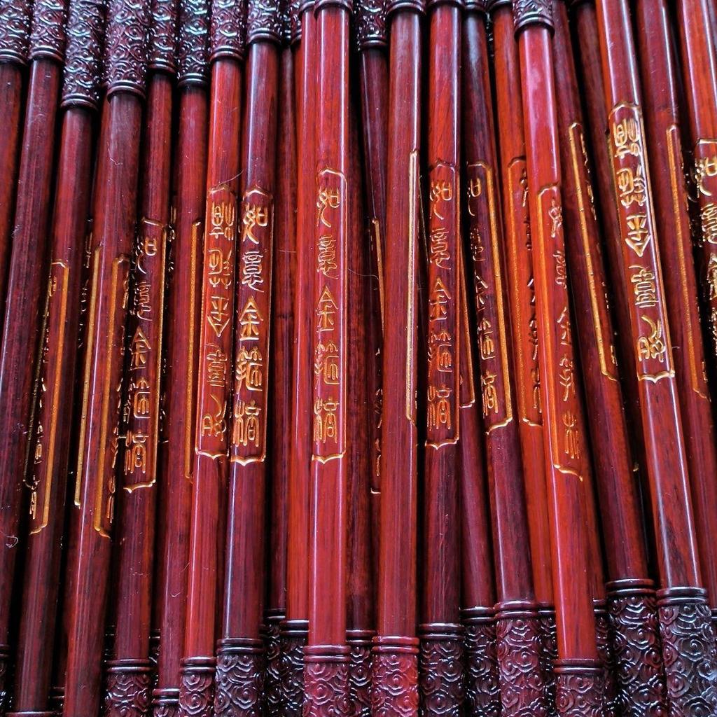Rosewood Mini Golden Cudgel: Wooden Carved Wushu Stick Ornament