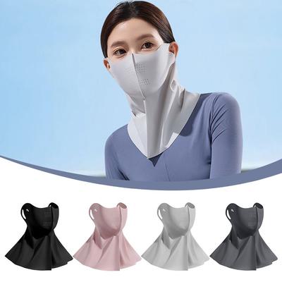 Fashion Ice Silk Sun Protection Mask UPF50+ Full Face Anti-UV Neck Scarf 3D Breathable Sunshade Face Mask Cycling