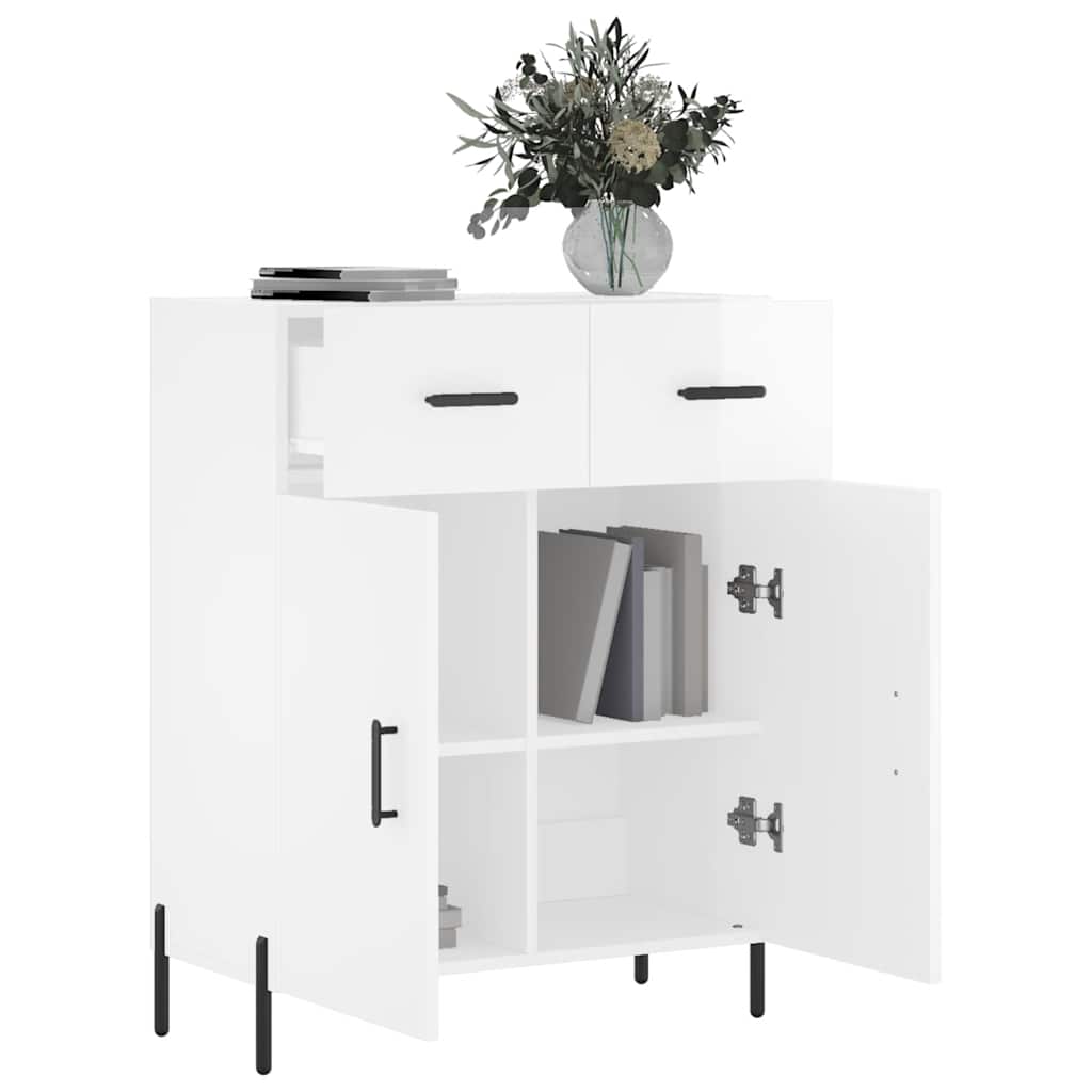 Sideboard Glossy White 69.5 X 34 X 90 Cm Particleboard