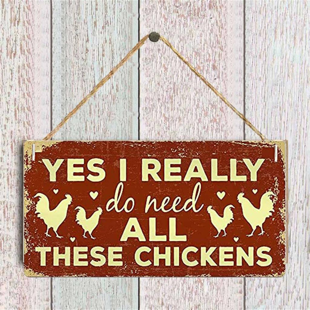 Funny Chicken Coop Signs Red Outdoor Farmhouse Decor Wood Hanging Wall Art Hanging Plaque for Chicken Lovers