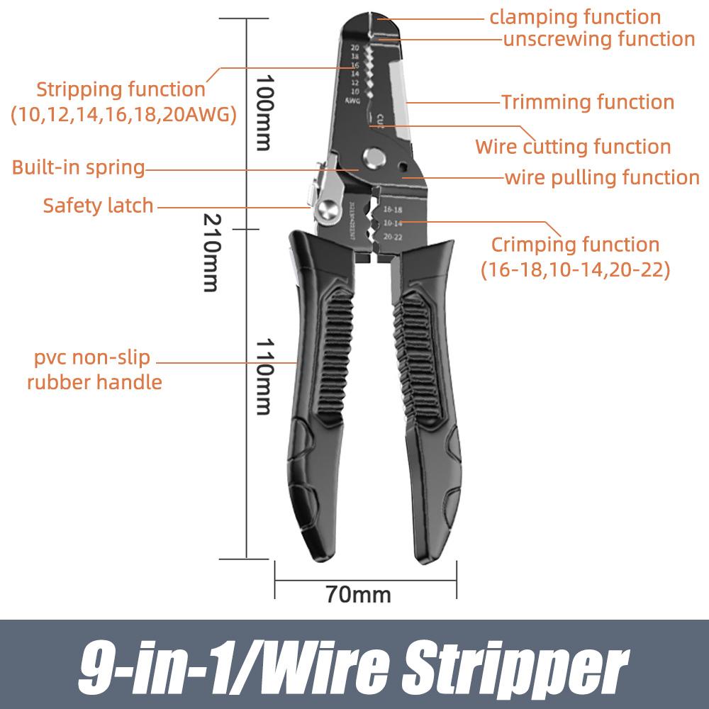 

Клещи для зачистки проводов Кусачки для электрика Инструменты для зачистки электрических кабелей Многофункциональные инструменты для намотки проводов для зачистки проводов Ручные инструменты 9 in 1-Wire Pliers