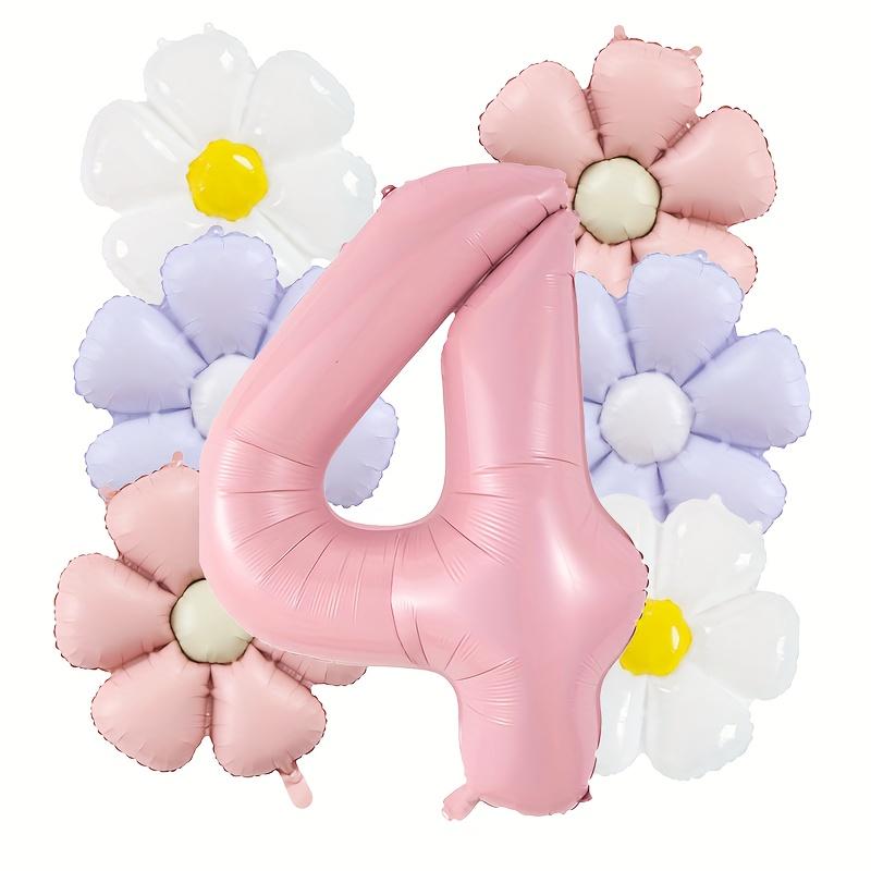 7 st Rosa Tusensköna Sifferballonger Set Vintage Matt Tusenskönor Trädgårdsfest Bröllop Årsdag Födelsedagsdekorationer Hemdekoration