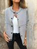 2025 Autumn/Winter Striped Loose Button-Up Round Neck Sweater Cardigan