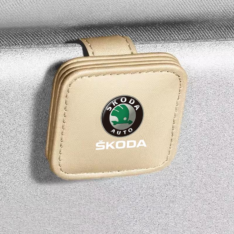 Car Sunglasses Clip Magnetic Sun Visor Card Storage Clips For Skoda octavia 3 2 superb 3 kodiaq Fabia Kamiq Karoq Accessories FP1