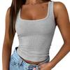 Ribbed Crop Tops Women Solid Color Square Neck Camis Camisole Fashion Tube Top Female Sleeveless