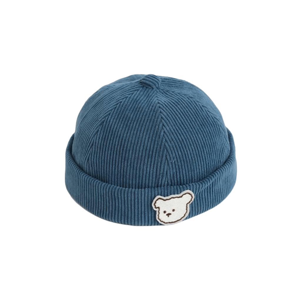 

Corduroy Brimless Hat Solid Color Dome Beanie Korean Style Kids Cap Autumn Winter синий