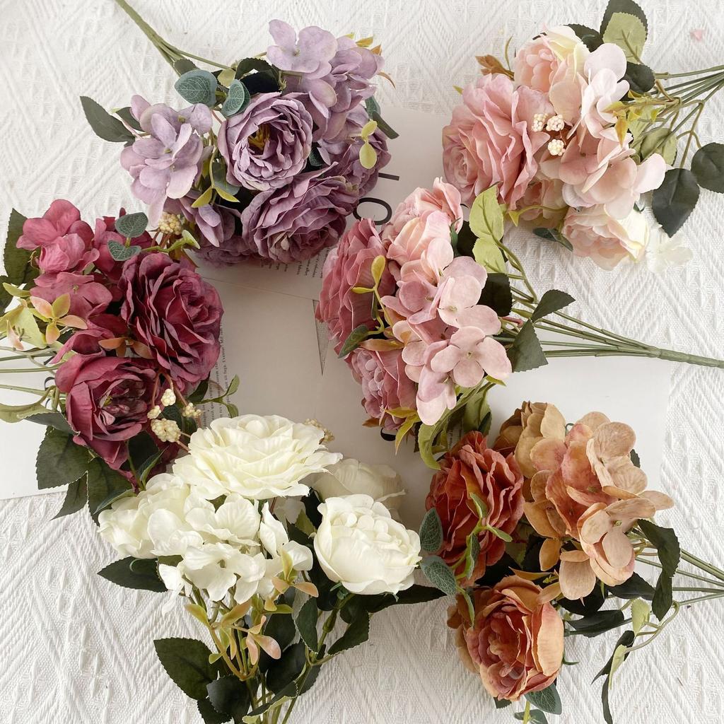 6 Heads European Peony Hydrangea Simulation Flower Home Decoration Wedding Photography Props Decoration