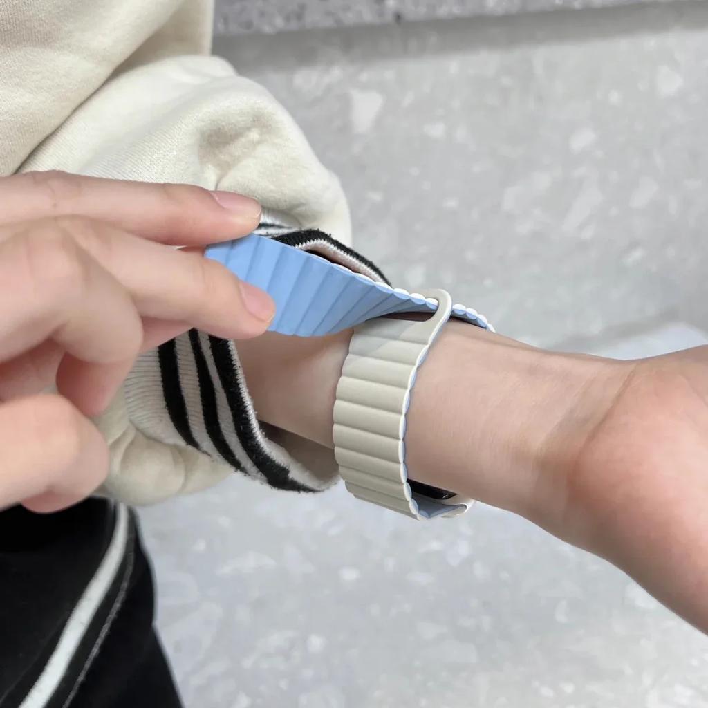 Koreanisch Niedliches Silikonarmband + Hülle Für Apple Watch Armband 44mm 45mm 49mm 42mm 40/38mm 41MM Frauenarmband Für iWatch 9 7 8 6 5 4 SE