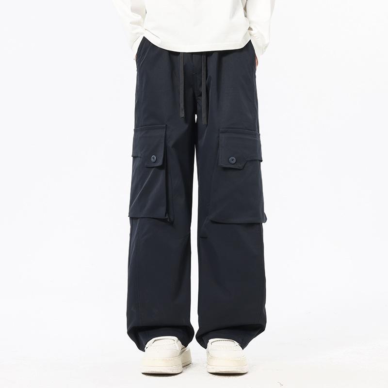 Overalls men's autumn new American trendy brand versatile loose wide-leg drape multi-pocket straight trousers men