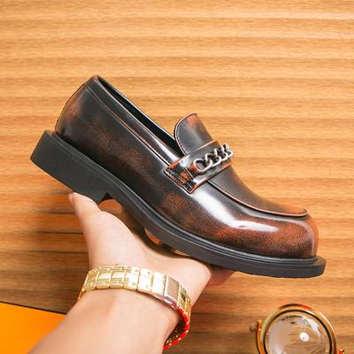 Moda 2025 Modna Marka Retro Brązowe Męskie Mokasyny na Grubej Podeszwie Luksusowe Buty Bankietowe Formalne Buty Biurowe Męskie Buty Biznesowe Casual