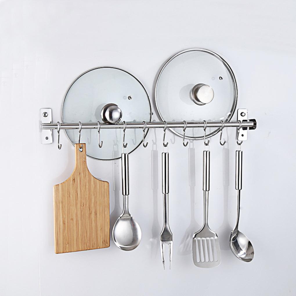 Wandmontierter beweglicher Hakenaufhänger Edelstahl Küchenschiene Handtuchhalter Utensil Hängeregal