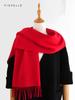 Red Claret Pure 100% Wool Scarf for Women's Thin Warm Shawl Winter Solid Color Wine Red Men Scarves New Year's Gift