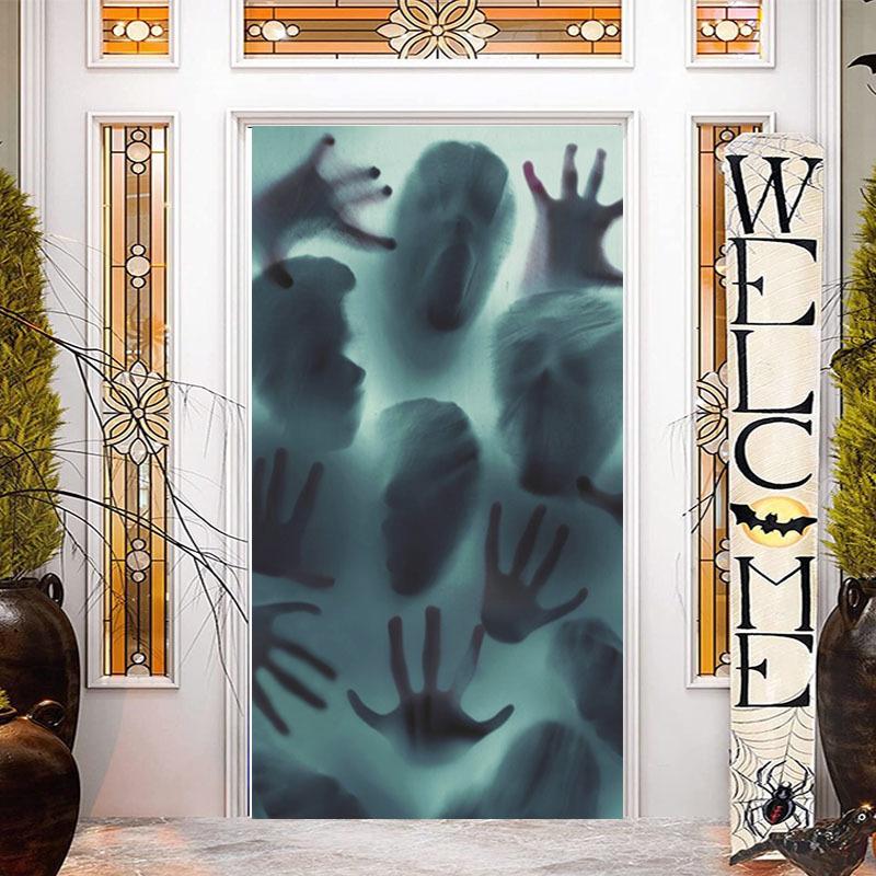 Horror Glass Window Stickers Halloween Theme Party Horror Haunted House Wall Stickers Decorative Props Holiday Party Accessories