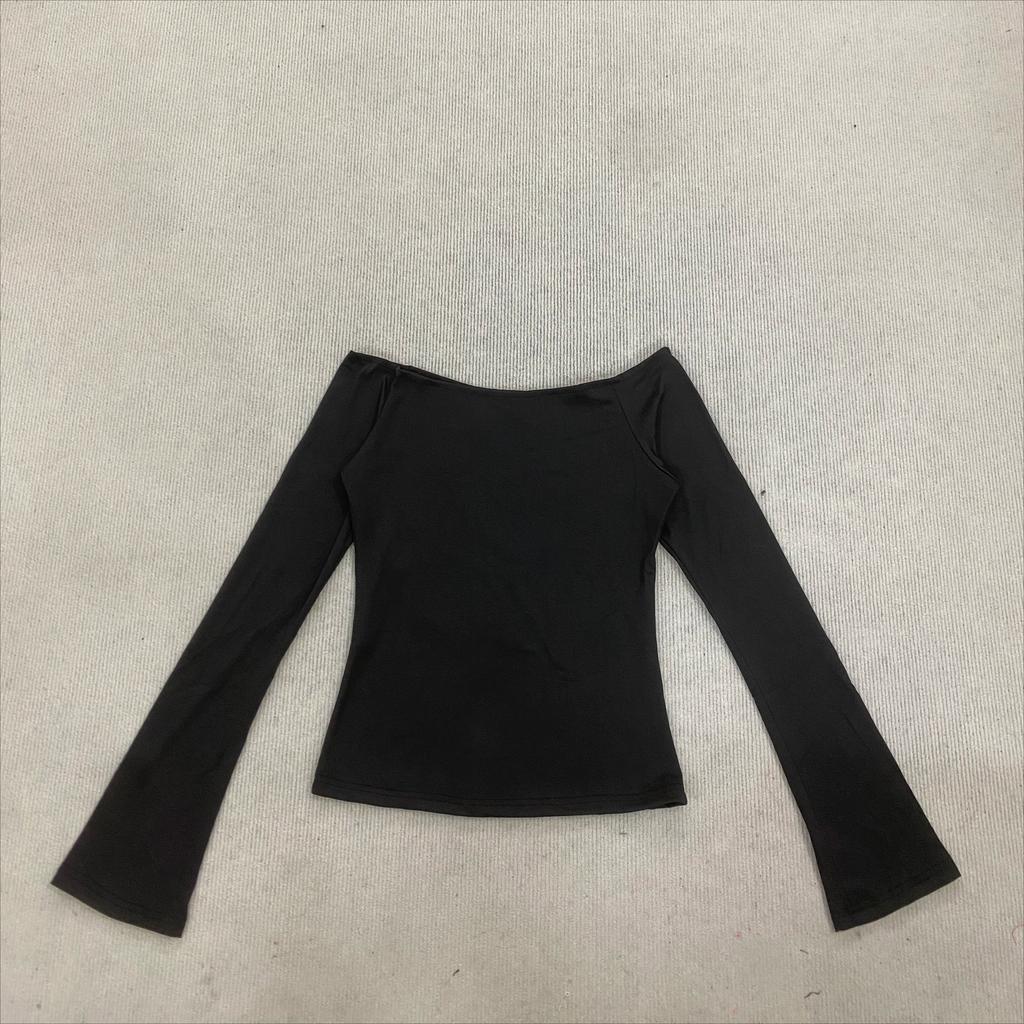 TrendHub Y2K Korean Autumn and Winter New Women's Long Sleeved T-shirt Base Shirt Simple Solid Color Simple Daily