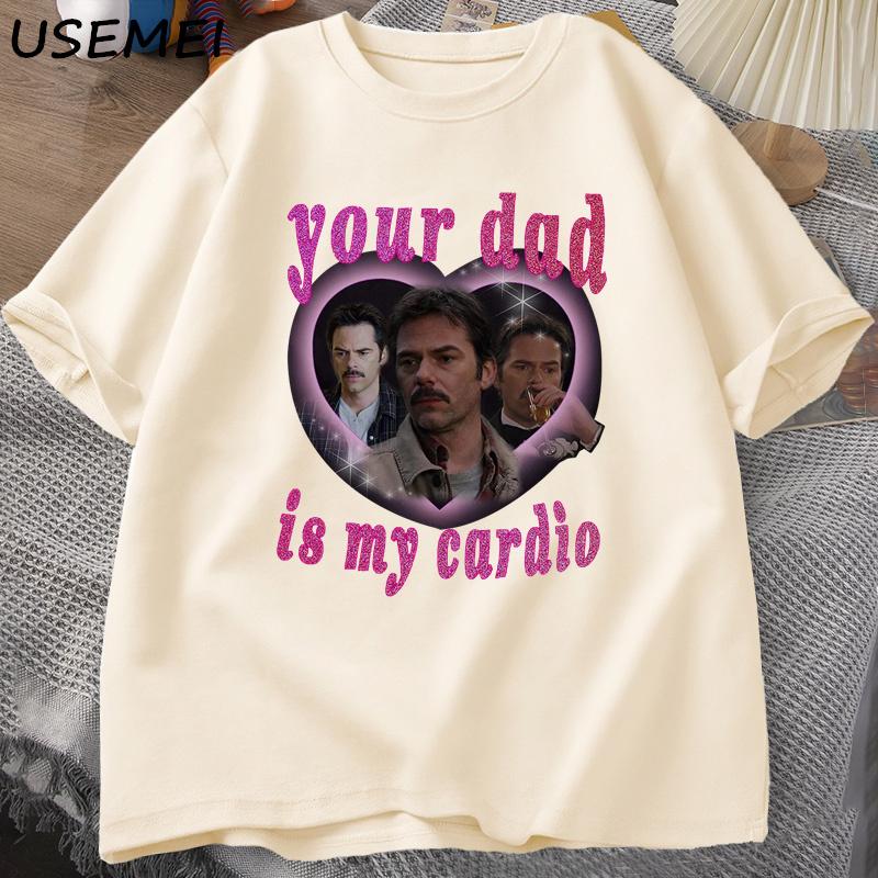 Your Dad Is My Cardio Tshirt Daddy Swan Tee Shirt Unisex Women Graphic Printed Tshirt Crewneck Loose Tops Fashion Clothes